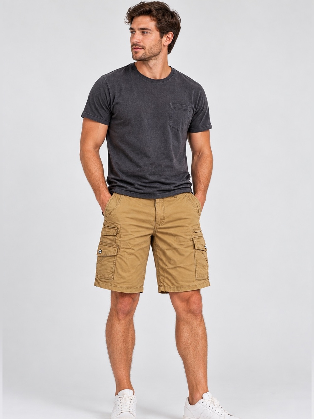 Iron Co. Twill Cargo Shorts Desert Camel Tan Size 34 NWT